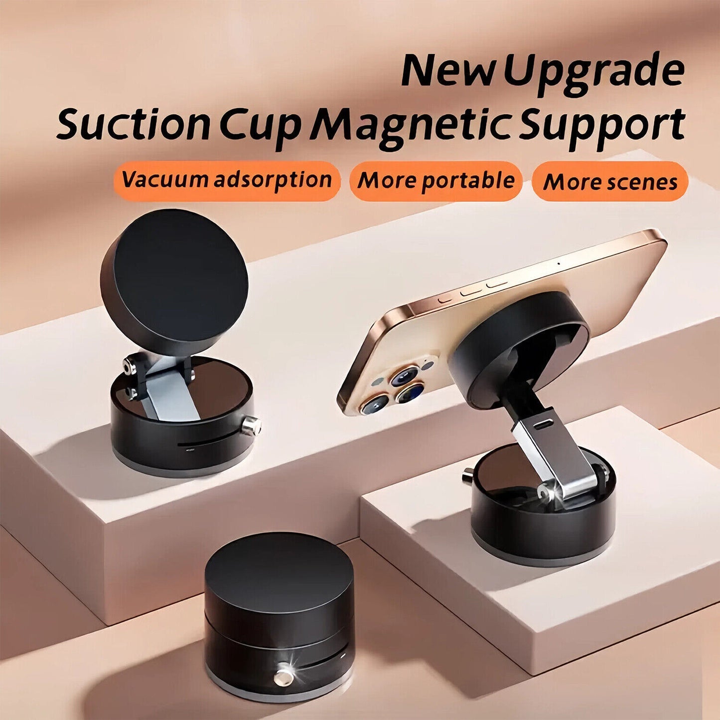 360 Vacuum Strong Magnetic Phone Holder Suction Cup Car Stand Foldable Car Mount