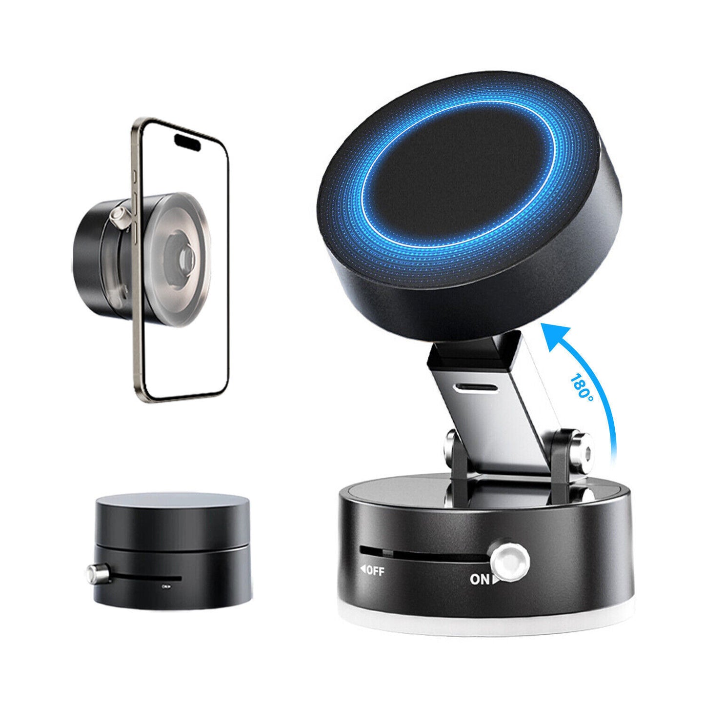 360 Vacuum Strong Magnetic Phone Holder Suction Cup Car Stand Foldable Car Mount