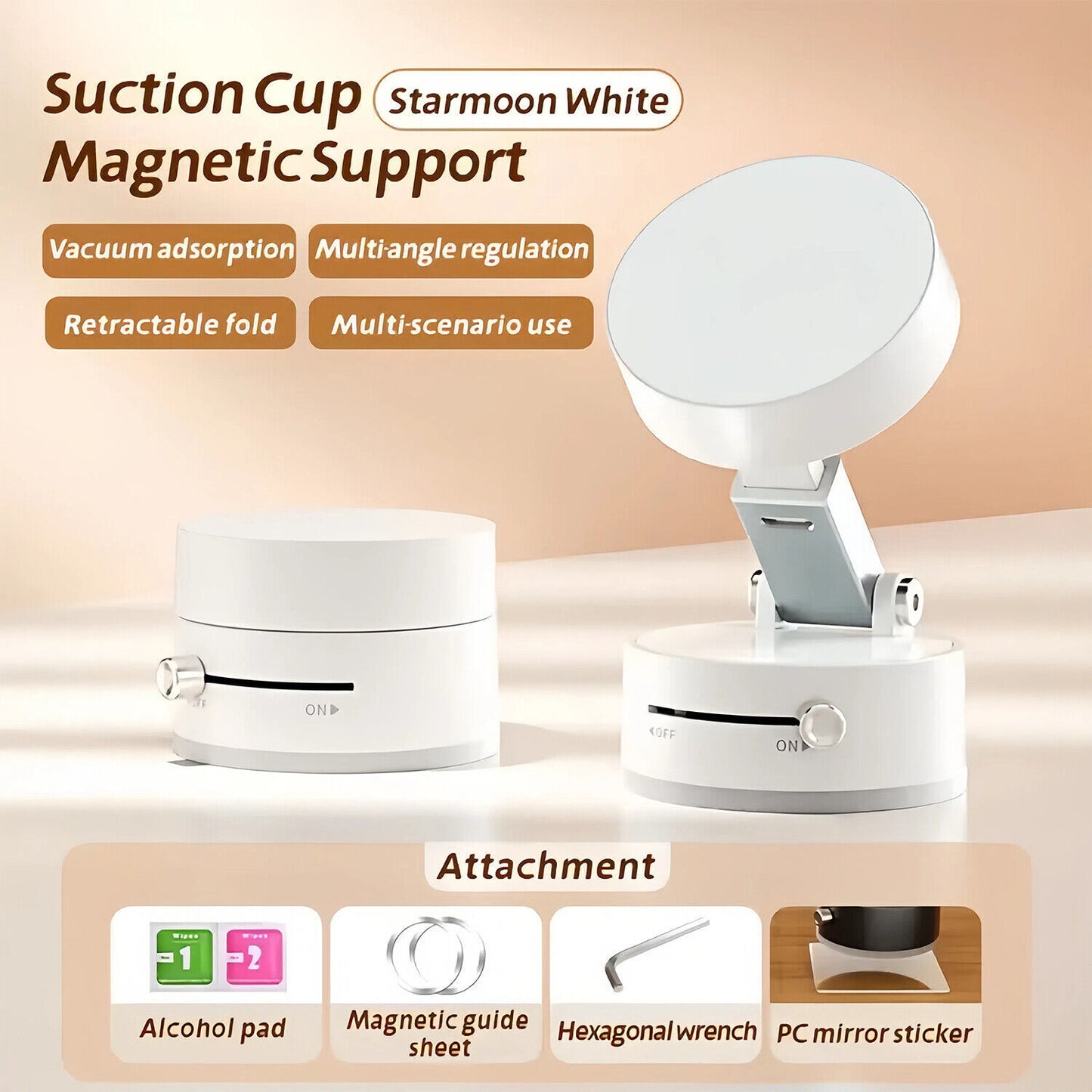 360 Vacuum Strong Magnetic Phone Holder Suction Cup Car Stand Foldable Car Mount