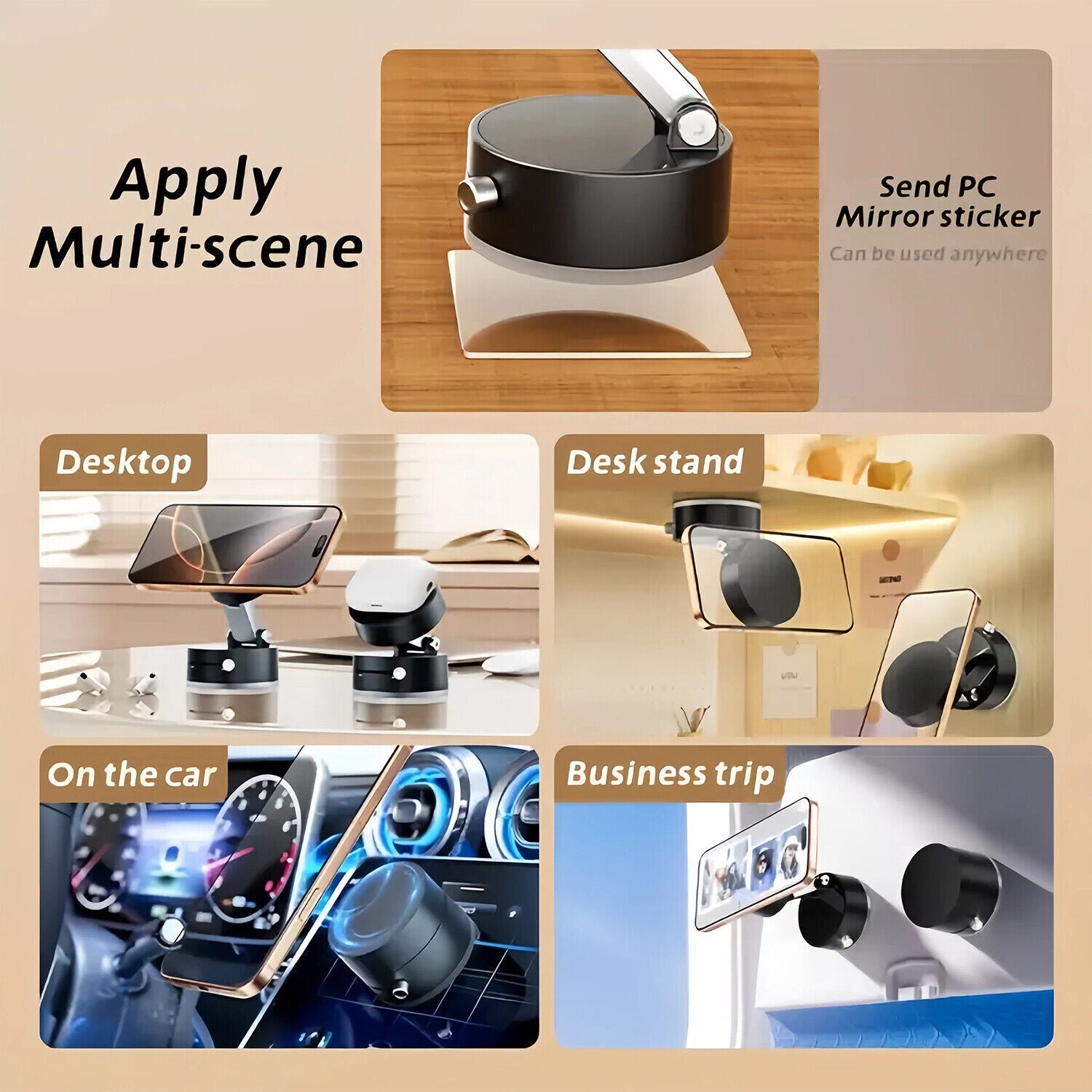 360 Vacuum Strong Magnetic Phone Holder Suction Cup Car Stand Foldable Car Mount