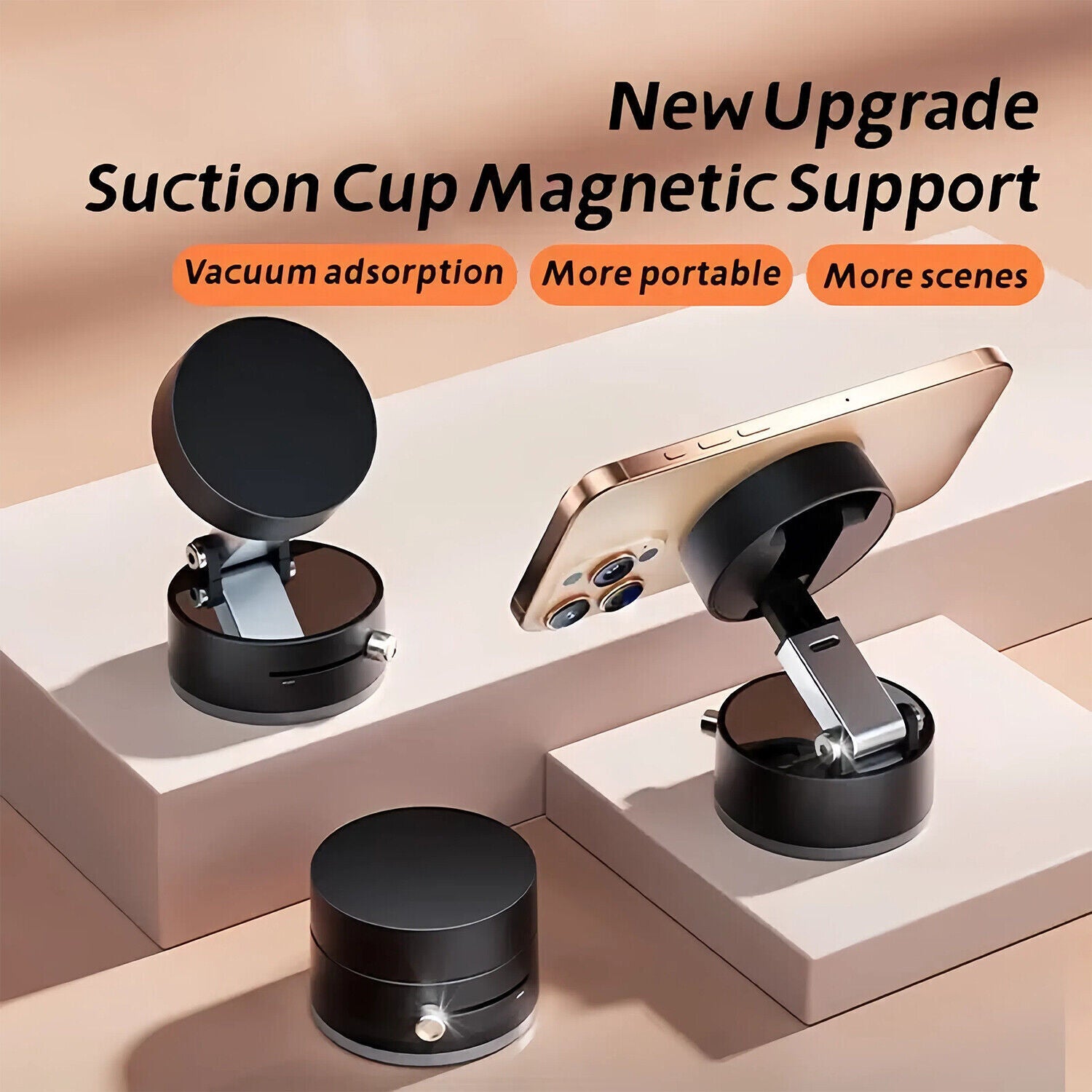 360 Vacuum Strong Magnetic Phone Holder Suction Cup Car Stand Foldable Car Mount